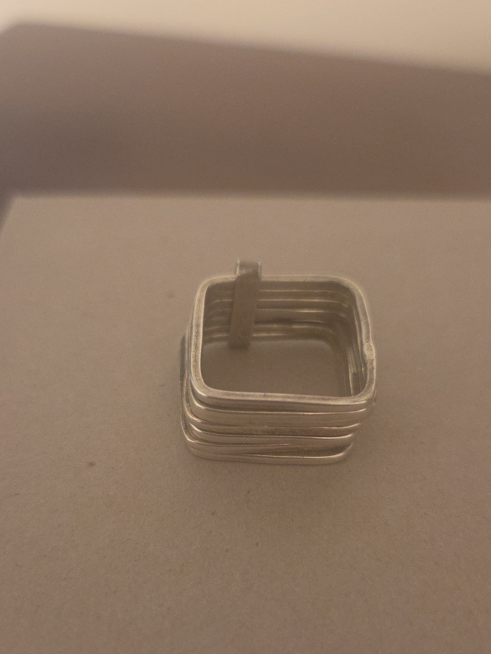Women's Silver Stacked Square Ring